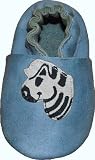 Tibet PLATEAU soft sole infant full grain baby shoes SUEDE zebra blue