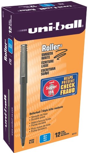 uni-ball Stick Micro Point Roller Ball Pens, 12 Blue Ink Pens(60153)