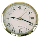 Clock Quartz Movement Insert Round 3 1/2" White Dial Roman Numerals Black