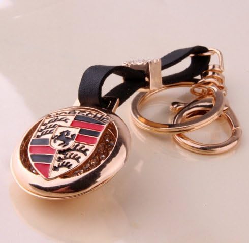 Porsche Logo Keychain ,Car Keychain ,Full Diamond ,Leather