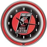 Portland Trail Blazers NBA Chrome Double Ring Neon Clock