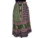 Womens Gift-gypsy Skirt Sequin Work Green,blue Color Paisley Print Indian Skirt 35 Inches