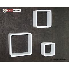 Retro W�rfel Wandregal Cubes Regal 3er Set wei�
