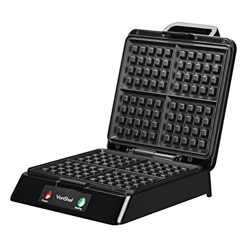 VonShef Quad Waffle Maker, 1200 Watt everything breakfast!