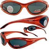 JACK FLASH FOAM PADDED MOTORCYCLE SUNGLASSES UV400 GOGGLES DOUBLE ANTI-FOG BIKER EYEWEAR SMOKE LENSES ORANGE FRAME