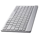 Perixx PERIBOARD-804i, Wireless Keyboard for iPad 2 and iPhone - Bluetooth Technology with 33 Ft Operating Range - Silver/White Color - 10x5" Portable Size - Slim 1/4" Design - Compatible with Android and Windows - Scissor Keys - Rechargeable Battery - 128 Bit AES Encryption - Travel Bag