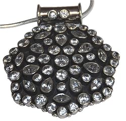 Romantic Jewelry Silver White Cut Stone Pendant 2 inches (pndt534)