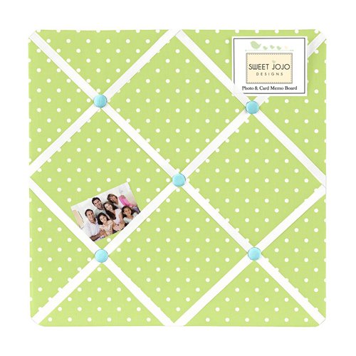 Turquoise and Lime Hooty Owl Fabric Memory/Memo Photo Bulletin Board by Sweet Jojo Designs