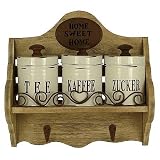 Produkt-Bild: GEW&Uuml;RZREGAL REGAL INKL. VORRATSDOSEN HOLZ & EISEN TEEDOSE KAFFEEDOSE ZUCKERDOSE