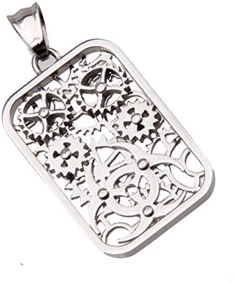 KJH Jewelry Mens Fashion Titanium Steel Rotatable Mechanic Gear Shaft Pendant