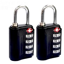 2 x High Security 4-Dial TSA Combination Luggage Locks (Black)