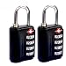  : 2 x High Security 4-Dial TSA Combination Luggage Locks (Black)