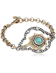 Lucky Brand "Fond Yearning" Two-Tone Set Stone Chain Bracelet, 7.38"