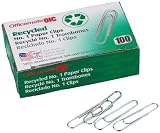 Officemate Recycled No. 1 Paper Clips, Pack of 10 Boxes of 100 Clips Each (99961)