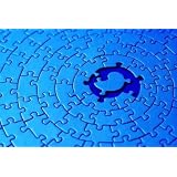 Buy Abstract of a Blue Jigsaw with Space and One of the Missing Piec - 72W x 48H -... by Wallmonkeys Wall Decals