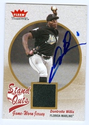 Dontrelle Willis Autographed/Hand Signed MLB Baseball Card (Florida Marlins) - Game Used Jersey Swat