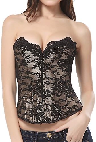 Awisi Women's Black Lace Floral Corset
