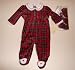 Christmas Footies Velour Tartan Size 3-6 Mos.