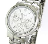 IMAGE OF CHIC Ladies Round Decorative Subdial Analog Watch with Silver Tone Metal Band