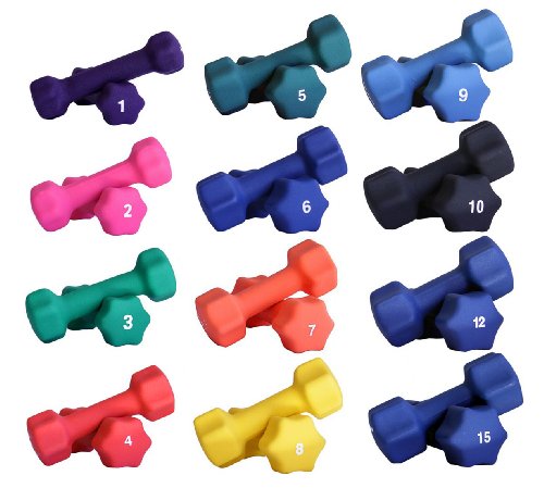 Neoprene Dumbbell Set- 1-10, 12 & 15 LB Pairs, Rack not included