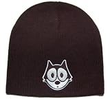 Felix the Cat Face Cuffless Beanie Cap - Black