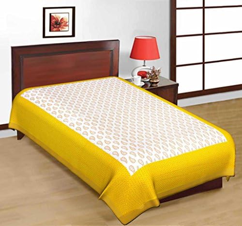 Kismat Collection Pure Cotton Printed Jaipuri & Sanganeri Single Bedsheet