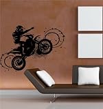 Wall Vinyl Sticker Decals Art Mural Bike Chopper Motorcycle Stunt Racing M539