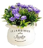 （ADOSSY） おしゃれ フラワーポット に 入った 造花 インテリア 雑貨 (パープルフラワー)