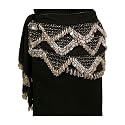 Hip Scarf, Silver Beads & Coins, Black