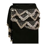 Hip Scarf, Silver Beads & Coins, Black