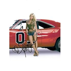 Jessica Simpson with the General Lee car from the Dukes Of Hazzard movie photo with Autograph