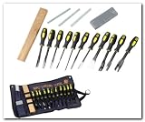 Premium Woodworkers Complete 16-Tool Chisel Set - Custom Case