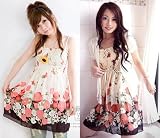 my closet　当店オリジナル仕様　ふんわり花柄シフォンチュニックキャミワンピース レッド