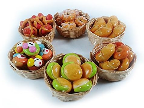 Mini Dollhouse Set of 6 Donut Hot Dog Pastry Miniature Bakery