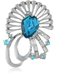 Anne Klein "Holiday Pins" Silver-Tone and Blue Fan Pin
