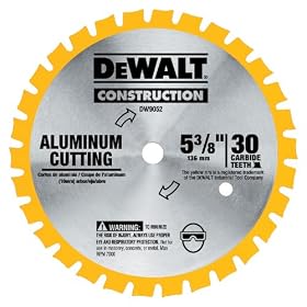 DEWALT DW9052 5-3/8-Inch 30 Tooth Aluminum and Non-Ferrous Metal Cutting Saw Blade with 5/8-Inch Arbor