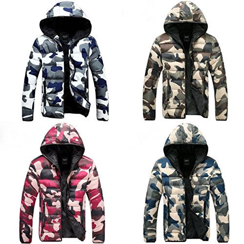 Life Connection 軽量 迷彩柄 ダウンジャケット フード付き （+オリジナルネックレス付き） 男女兼用 （ レディース メンズ ） ライト 上着 トップス アウター カモフラ