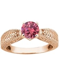 0.90 Ct Round Pink VS2/SI1 Diamond 14K Rose Gold Ring