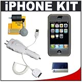 CTA Skin Case (Black) + CTA Multifunctional 4 Way Home & Car Charger + Accessory Kit for Apple iPhone