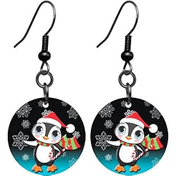 Black Titanium Christmas Penguin Earrings