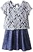 Nannette Girls' Short Sleeved Knit Denim Dress with Lace Popover Bodice