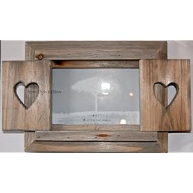 Chic & Shabby Heart Shutter Wooden Rustic Photo Frame 6" x 4"