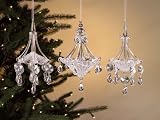 Set of 3 Rustic Fire Crystal Chandelier Christmas Ornaments