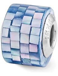 Sterling Silver Reflections Blue Mother of Pearl Mosaic Bead