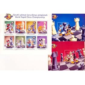 Disney Chess Stamps 8-Stamp Sheet + 2 Souvenir Sheets from Azerbaijan MNH