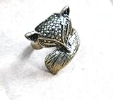 Retro jewellery ring cute little fox vintage bronze