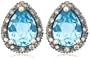 14k Yellow Gold 8x6 Pear-Shaped Blue Topaz and Brown Diamond Earrings Set in Black Rhodium
