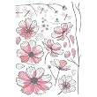 Reusable Decoration Wall Sticker Decal - Soft Pink Flowers and Dragonflies