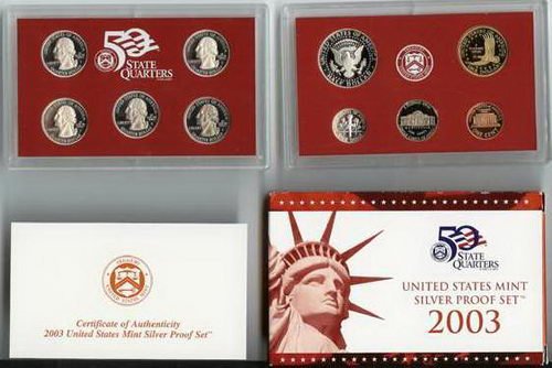 2003 US Mint Silver Proof Coin Set W/ State Quarters