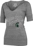 Michigan State Spartans Women's Heather Grey Half Sleeve Tri-Blend Hooded Sweatshirt